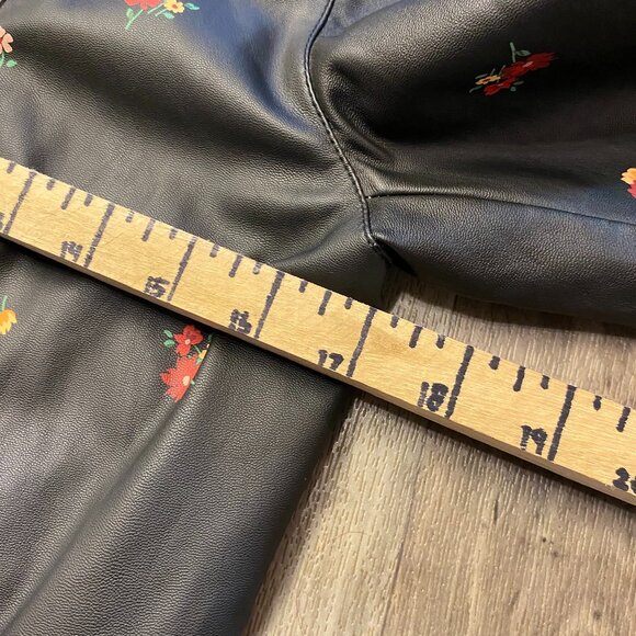 Who What Wear Faux Leather Jacket Floral Asymmetric Zip Size Small - Picture 6 of 7